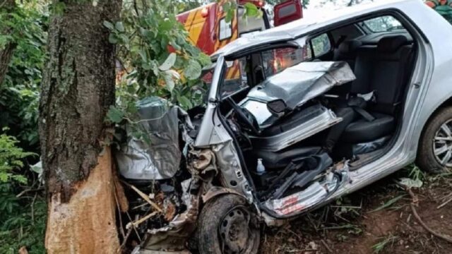 Motorista fica em estado grave após veículo colidir em árvore na GO-330 em Orizona