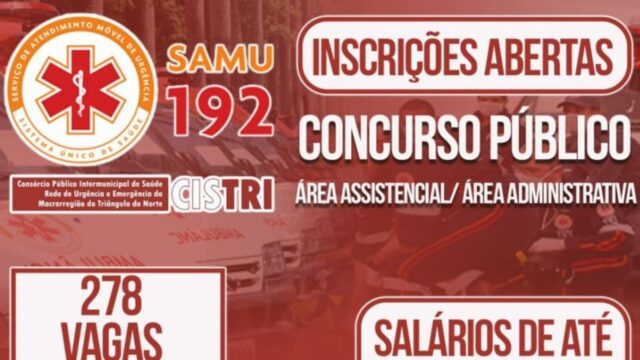 SAMU realiza processo seletivo com 239 vagas e salários de até R$ 8 mil