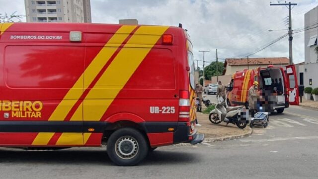 Colisão entre duas motos deixa passageira ferida no bairro Boa Sorte, em Catalão