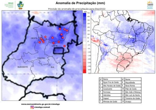 Governo de Goiás alerta para chuvas acima da média no Centro, Norte e Nordeste do estado