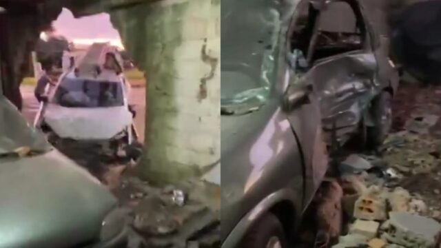 Uberlândia: Carro destrói muro, invade casa e atinge veículos na garagem