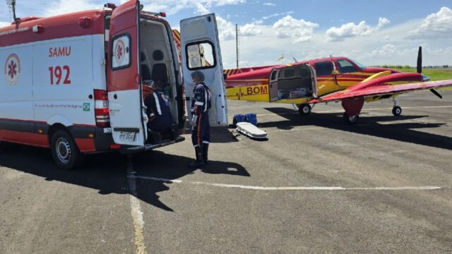 Recém-nascido é transferido de Formosa (GO) para hospital de Catalão em aeronave do Corpo de Bombeiros