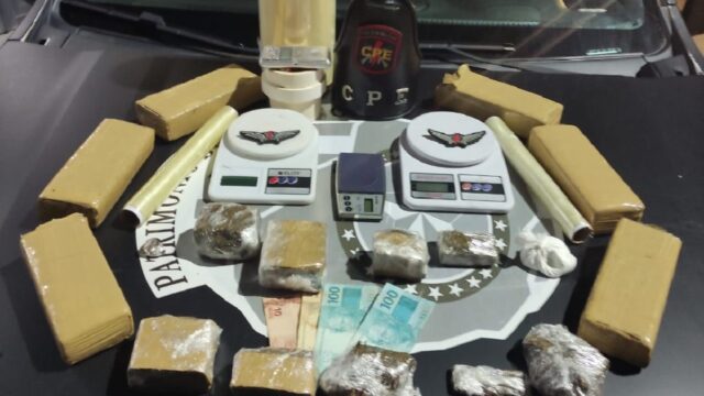 CPE apreende mais de 5kg de entorpecentes e prende um suspeito por tráfico de drogas, em Pires do Rio
