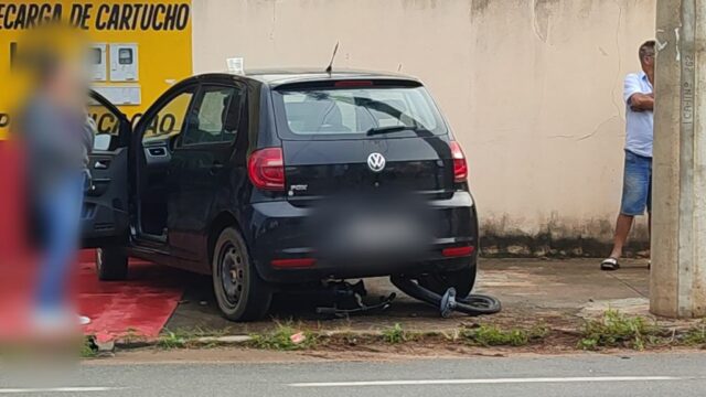 Colisão carro versus bicicleta deixa vítima ferida em principal avenida do bairro Jardim Brasília, em Catalão