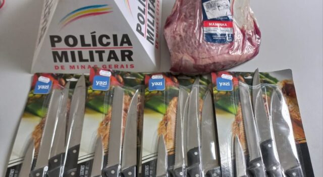 Idoso é preso suspeito de furtar jogos de facas e carne em dois comércios de Araguari