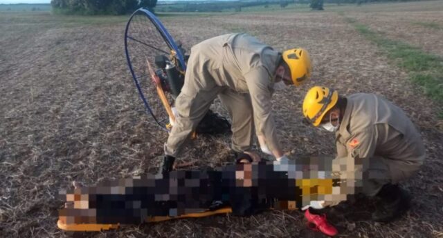 Homem de 46 anos cai de paramotor a 20 metros de altura e fica ferido na zona rural de Pires do Rio