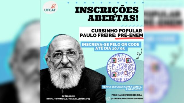 Inscrições abertas: Cursinho Popular Paulo Freire da UFCAT oferece preparação gratuita para o Enem