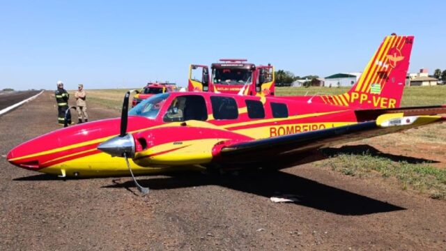 Avião do Corpo de Bombeiros Militar sofre incidente durante pouso em Rio Verde