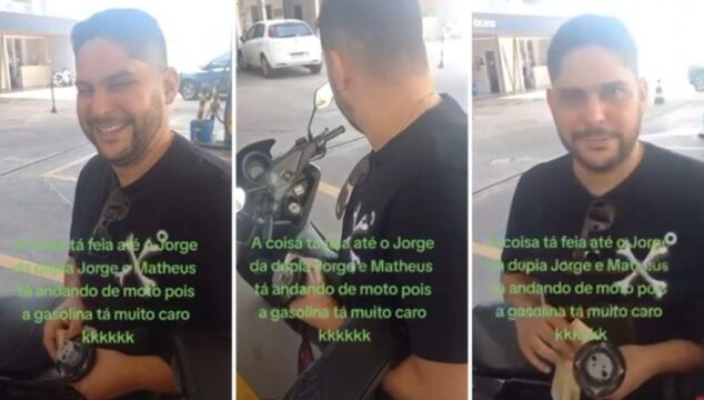 Jorge, da dupla com Mateus, surpreende fã ao andar de moto popular: 'Me leva para qualquer lugar'; vídeo