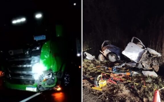 Acidente com dois carros e um caminhão deixa três mulheres mortas na BR-153