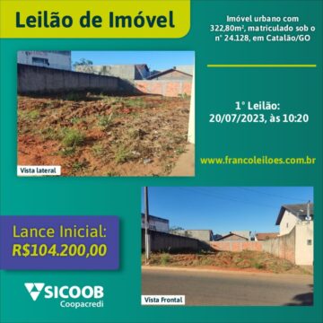 Sicoob Coopacredi realiza leilão de imóvel em Catalão