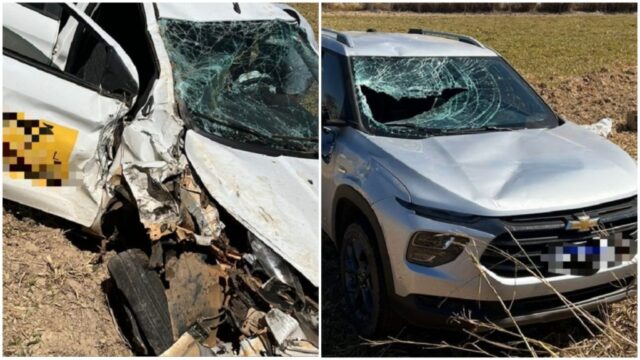 Colisão entre dois veículos deixa um motorista ferido na GO-210, entre Goiandira e Nova Aurora