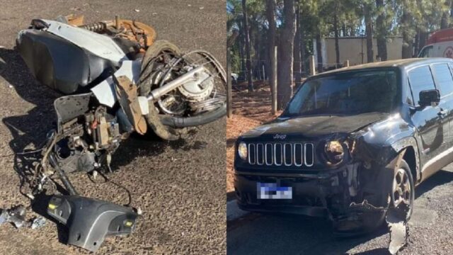 Motociclista fica gravemente ferido em acidente entre carro e moto em Caldas Novas