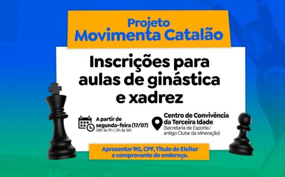 PROJETO MOVIMENTA CATALÃO: Pessoas acima de 60 anos terão aulas gratuitas de ginástica e xadrez em projeto coordenado pela Ação Social da Prefeitura de Catalão