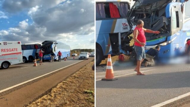 Acidente entre dois ônibus deixa morto e feridos na BR-060