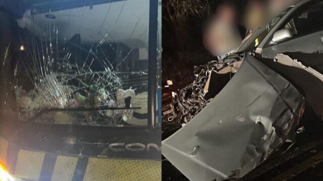 Acidente entre ônibus da equipe do cantor Murilo Huff e outros dois veículos deixa um motorista ferido na BR-153