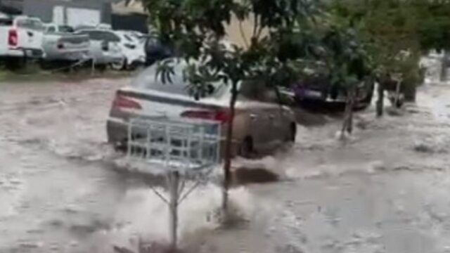 Tempestade com granizo alaga ruas, derruba árvores e deixa bairros sem energia em Uberlândia