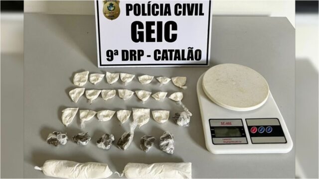 GEIC de Catalão apreende drogas e efetua prisão em flagrante de suspeito de tráfico de drogas
