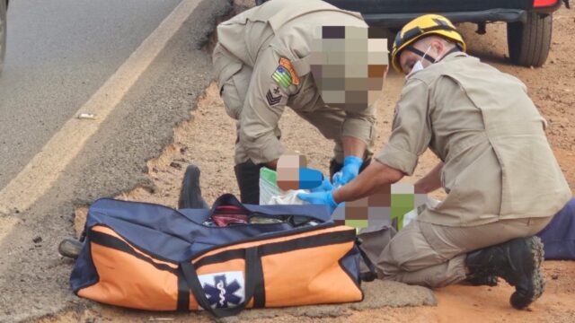 Motociclista sofre fratura na perna em acidente na GO-330, em Catalão