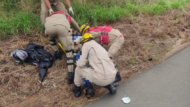 Homem fica ferido Após queda de moto na GO-213, em Marzagão