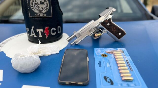Operação Tempus Fugit: Equipe do Tático Móvel prende indivíduo de 36 anos com arma de fogo e drogas em Ipameri