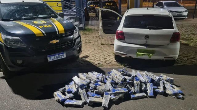 Dois são presos com 150 kg de maconha dentro do carro na BR-050, em Araguari