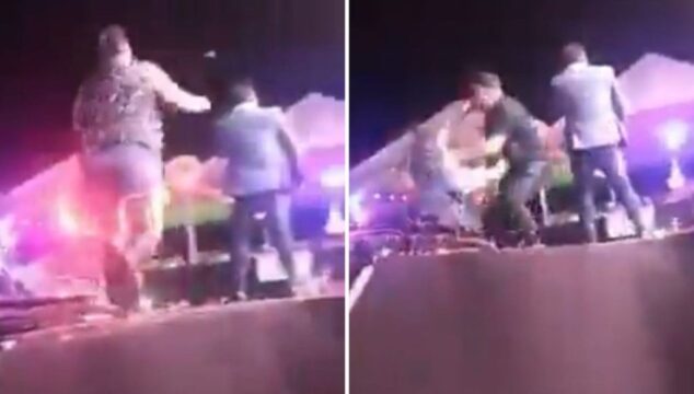 Fã de Leonardo cai de palco do cantor após invadir local e ser empurrada por segurança; vídeo