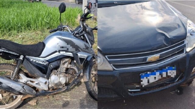 Passageira de motocicleta fica ferida após colisão com carro em Catalão