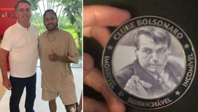 Neymar recebe medalha de ‘imbrochável e incomível’ de Jair Bolsonaro