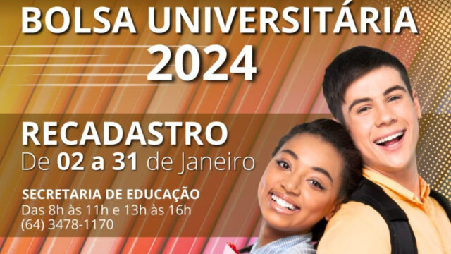 Bolsa Universitária de Ouvidor: Recadastro a partir do dia 2 de janeiro