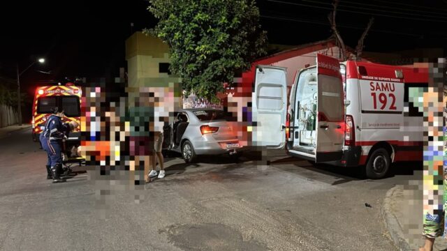 Acidente de trânsito: Mulher não respeita sinalização e colide contra carro de aplicativo no Bairro Monsenhor de Souza, em Catalão
