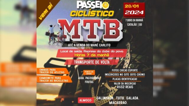Pedalando rumo à aventura: Passeio Ciclístico de MTB em Catalão - Acontece em 28 de janeiro