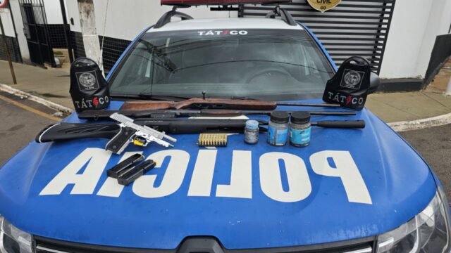 Armas e várias munições são apreendidas em operação do Tático na cidade de Ouvidor