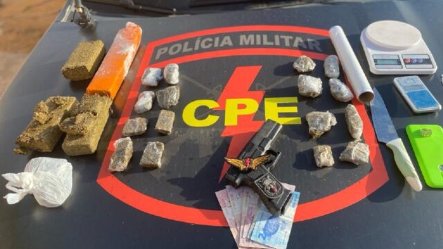 Polícia Militar prende em flagrante dois traficantes e apreende grande quantidade de drogas em Pires do Rio