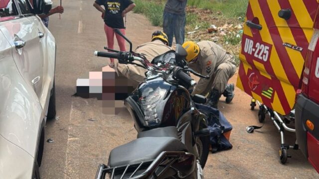 Acidente entre carro e moto deixa uma mulher ferida em Catalão