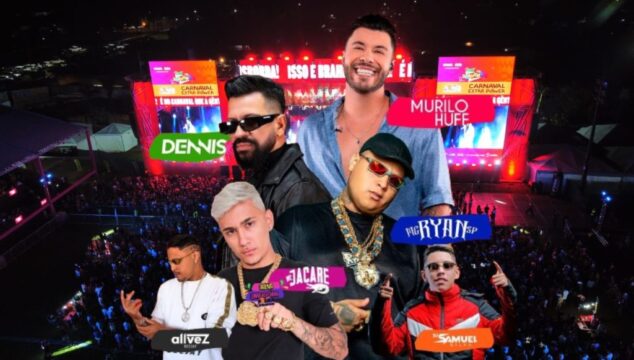 Última noite do 3 Ranchos Fest Folia acontece hoje (12) com shows de Murilo Huff, Dennis DJ, MC Ryan SP, MC Jacaré e outras atrações