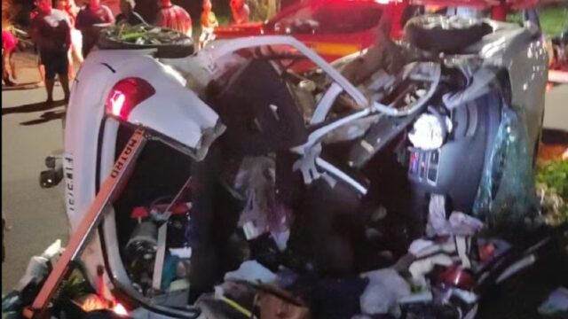 Pai morre e família fica ferida em acidente na BR-365 após carro ser atingido por caminhão