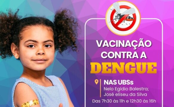 Crianças de 10 e 11 anos recebem vacinação contra a dengue, em Ouvidor