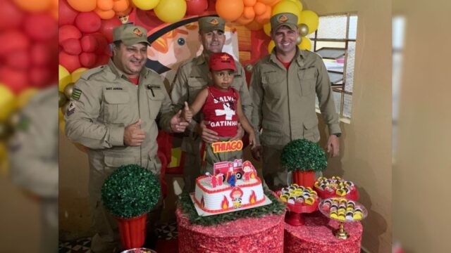 Bombeiros da 23ª CIBM marcam presença em festa de aniversário de criança em Ipameri, Goiás