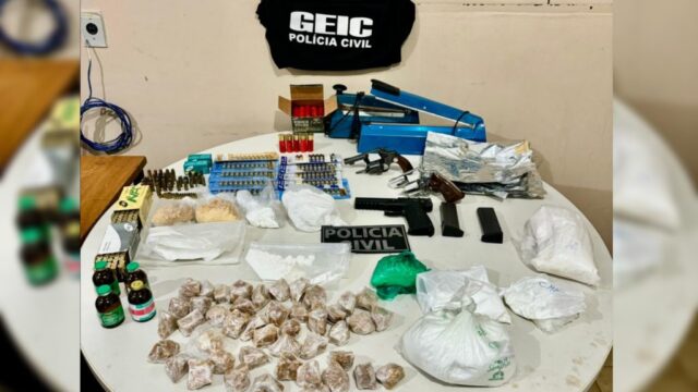 GEIC de Catalão prende em Uberlândia suspeito de liderar organização criminosa voltada ao tráfico de drogas em Catalão e apreende drogas, armas e munições