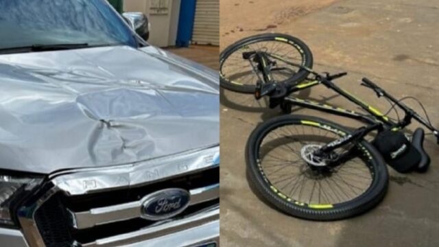 Ciclista fica gravemente ferido após colisão com caminhonete em Vianópolis