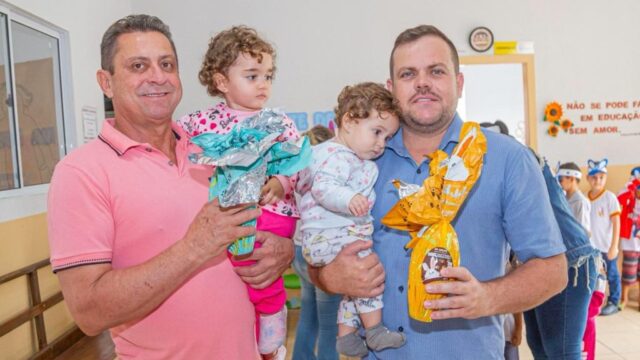 Páscoa: Prefeitura de Nova Aurora distribui 600 ovos de chocolate para alunos, servidores e prestadores de serviços