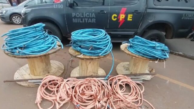 Quatro detidos por furto de 1,5 toneladas de fios de cobre, avaliados em R$ 180 mil, em empresa de Pires do Rio