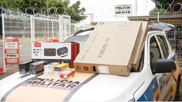 Perfumes, celulares e TV: dupla é presa em MG com mercadorias do Paraguai sem nota fiscal, em Uberlândia