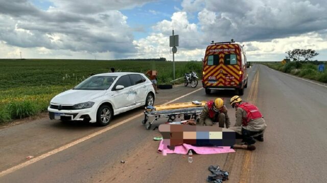 Motociclista fica ferido em acidente na GO-139 após colisão com carro em Caldas Novas