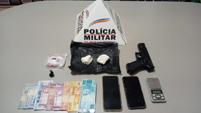 Polícia Militar prende suspeito por tráfico ilícito de drogas e porte de arma em Monte Carmelo (MG)