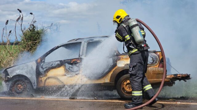 Incêndio consome veículo na rodovia GO-330, em Catalão