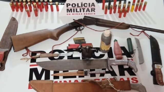 PM prende suspeito por posse ilegal de arma de fogo, violência doméstica e ameaças em Abadia dos Dourados