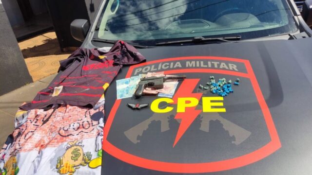 VÍDEO: Polícia Militar, através da CPE, apreende menor de 17 anos por crimes de roubo e tráfico de drogas, em Pires do Rio