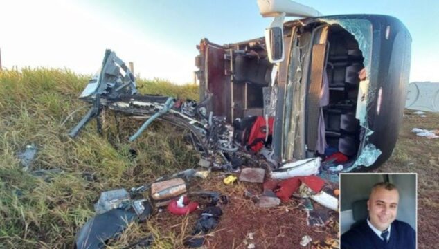 Motorista morre e passageiros ficam feridos em acidente com ônibus de excursão que iria para Caldas Novas